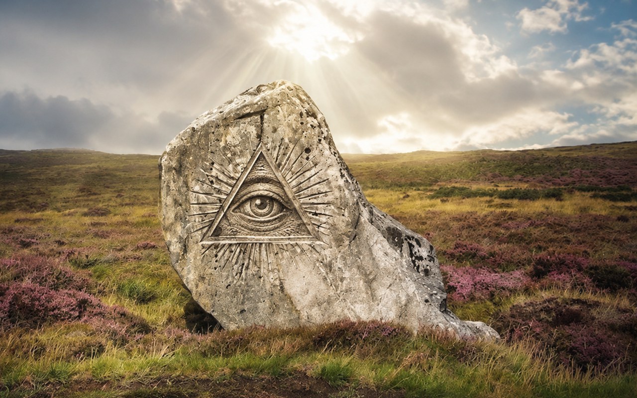 Achuvoldrach Standing Stone in the heather beside the A838, Sutherland